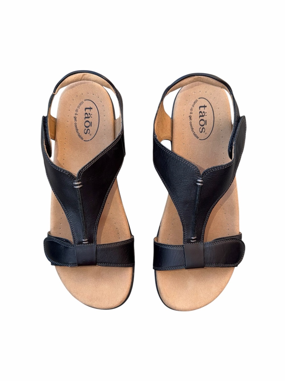 Taos Footwear Black Leather “The Show”Women's Sandals NWOT Size 12